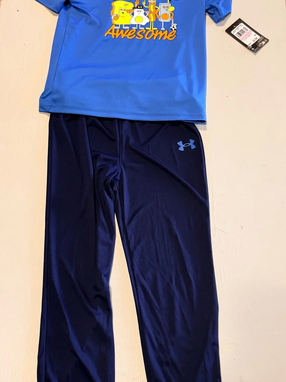 Under Armour Bright Blue 'Wake Up Awesome' Boys Swim Set with Navy Bottoms